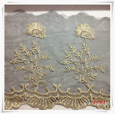 黑色蕾丝金线刺绣花边 DIY服装辅料的奢华之选